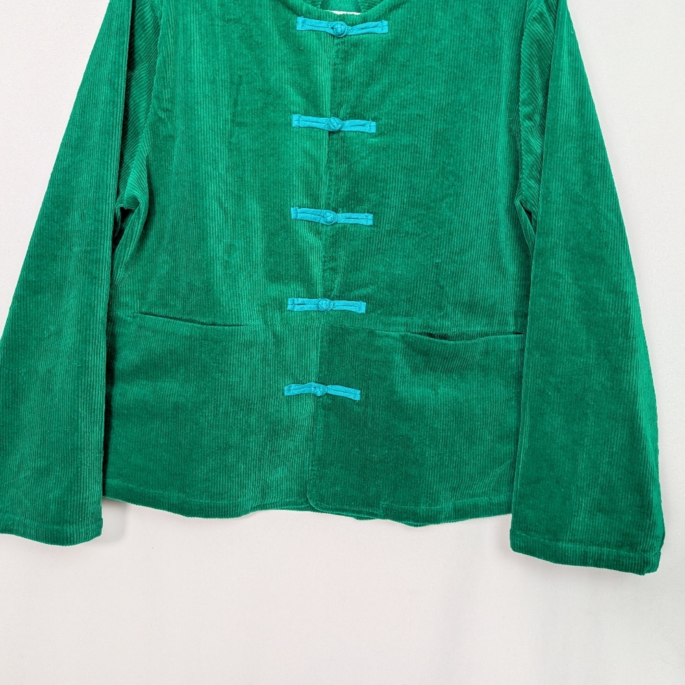 Buykud Asian Inspired Frog Toggle Buttons Corduroy Jacket Coat - Picture 5 of 11